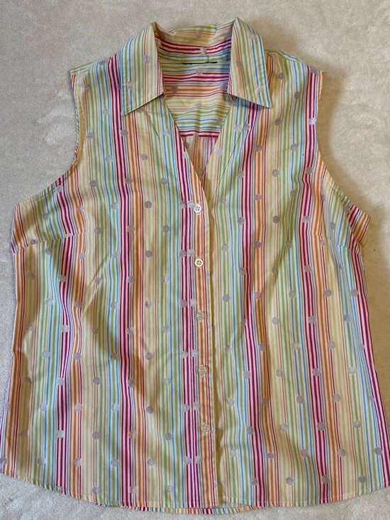 Liz Claiborne Tops - Vintage 90s Liz Claiborne Rainbow Stripe Sleeveless Blouse Medium Polka Dots